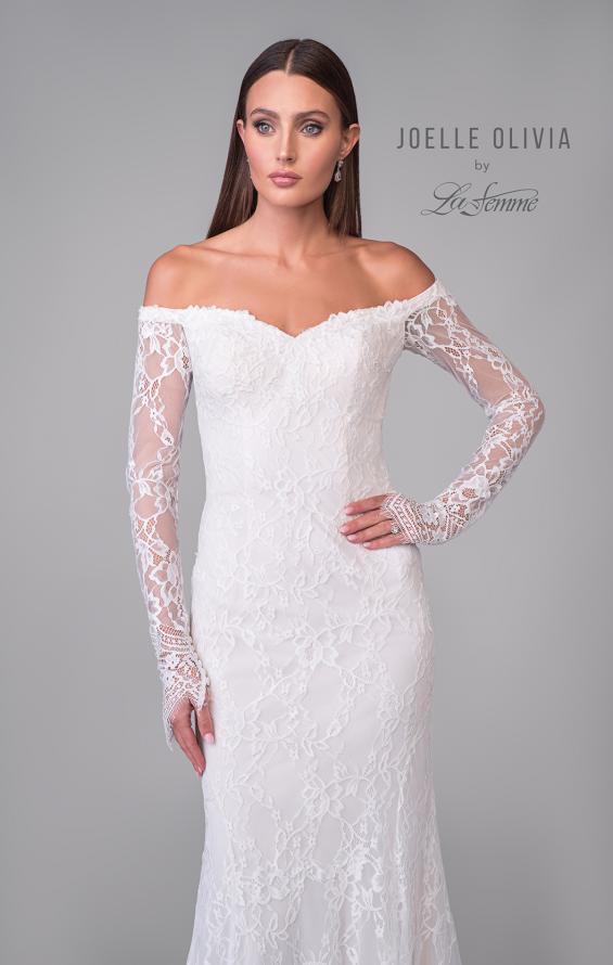 Picture of: Gorgeous Off the Shoulder Dress with Lace Sleeves and Illusion Back in IIII, Style: J2155, Detail Picture 7