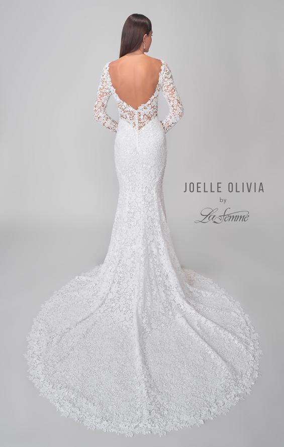 Picture of: Gorgeous Lace Gown with Long Sleeves and Deep Plunge Neckline in IIIII, Style: J2136, Detail Picture 5