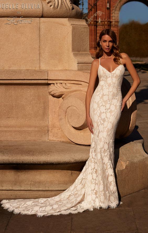 Picture of: Elegant Lace Mermaid Wedding Dress with Criss Cross Open Back in IIINI, Style: J2184, Main Picture