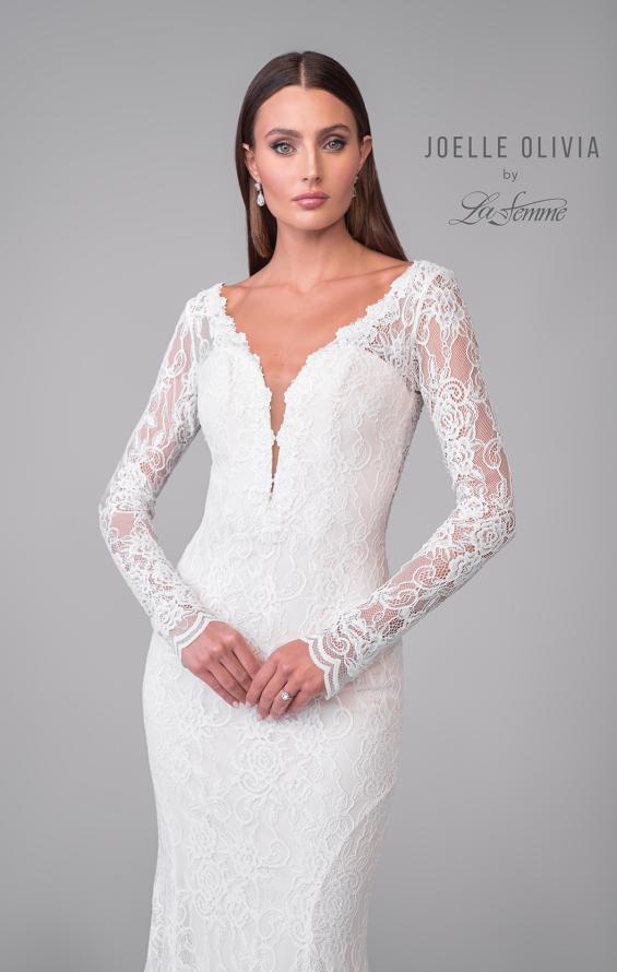 Picture of: Lace Wedding Dress with Unique Illusion Back and Button Details in IIINI, Style: J2161, Detail Picture 9
