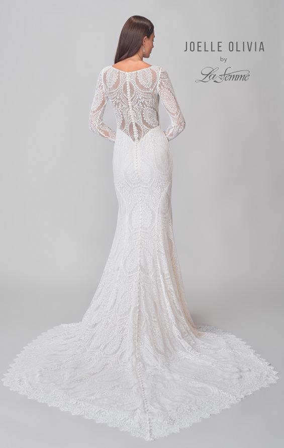 Picture of: Illusion Lace Long Sleeve Stretch Gown with Gorgeous Train in IIINI, Style: J2183, Detail Picture 9