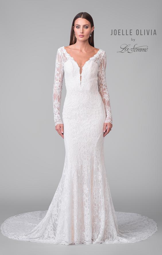 Picture of: Lace Wedding Dress with Unique Illusion Back and Button Details in IIINI, Style: J2161, Detail Picture 10