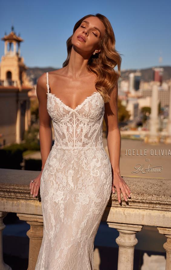 Picture of: Gorgeous Lace Wedding Gown with Scallop Lace Edges and Illusion Bodice in IIINI, Style: J2224, Detail Picture 1