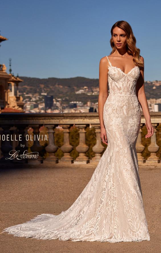 Picture of: Gorgeous Lace Wedding Gown with Scallop Lace Edges and Illusion Bodice in IIINI, Style: J2224, Detail Picture 3
