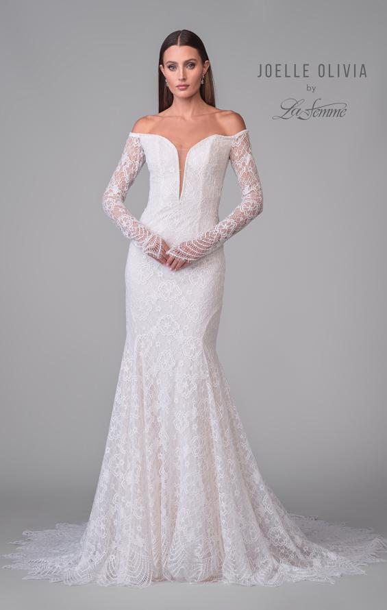 Picture of: Off the Shoulder Wedding Dress with Stunning Lace Sleeves and Illusion Back in IIINI, Style: J2157, Detail Picture 4