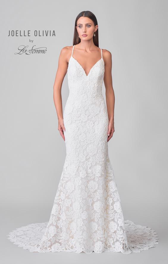 Picture of: Open Back Lace Gown with V Neck and Detailed Train in IIINI, Style: J2167, Detail Picture 4