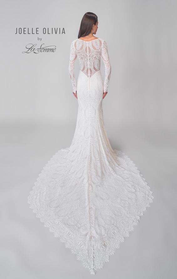 Picture of: Illusion Lace Long Sleeve Stretch Gown with Gorgeous Train in IIINI, Style: J2183, Detail Picture 5