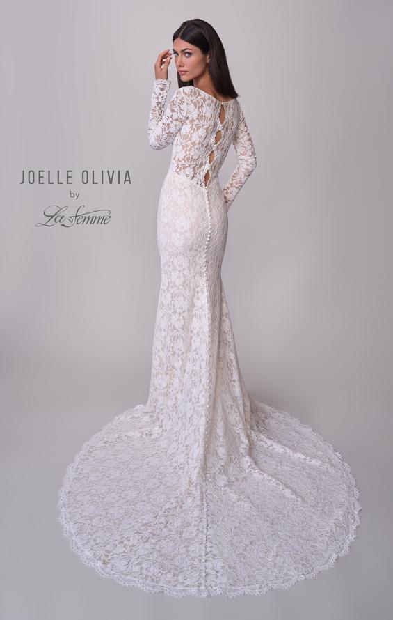 Picture of: Long Sleeve Wedding Dress with V Neckline and Illusion Back Detail in IIINI, Style: J2198, Detail Picture 5