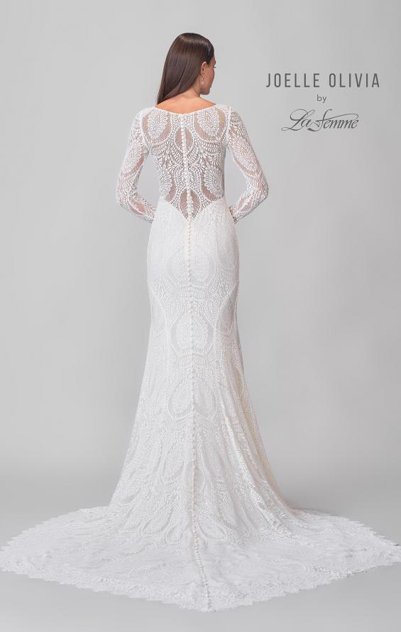 Picture of: Illusion Lace Long Sleeve Stretch Gown with Gorgeous Train in IIINI, Style: J2183, Detail Picture 6