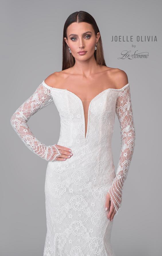 Picture of: Off the Shoulder Wedding Dress with Stunning Lace Sleeves and Illusion Back in IIINI, Style: J2157, Detail Picture 7