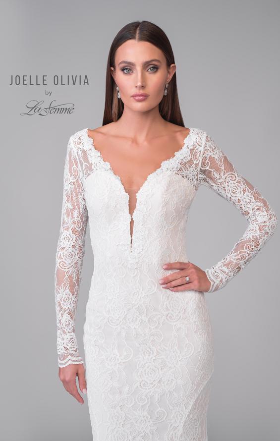 Picture of: Lace Wedding Dress with Unique Illusion Back and Button Details in IIINI, Style: J2161, Detail Picture 7