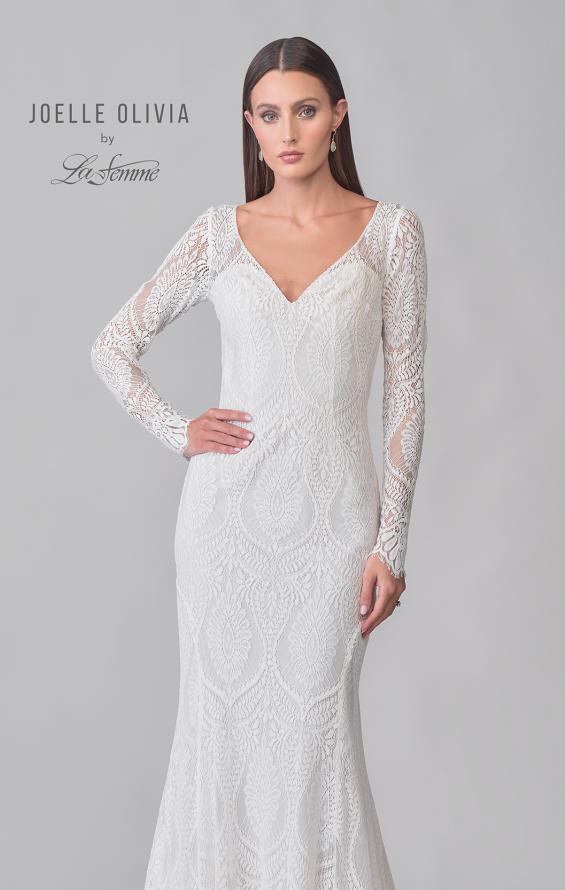 Picture of: Illusion Lace Long Sleeve Stretch Gown with Gorgeous Train in IIINI, Style: J2183, Detail Picture 7