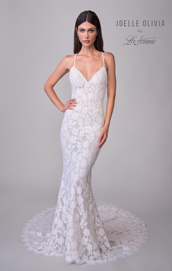 Picture of: Elegant Lace Mermaid Wedding Dress with Criss Cross Open Back in IIINI, Style: J2184, Detail Picture 7
