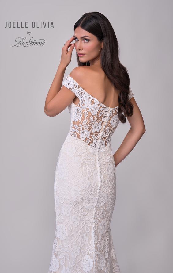 Picture of: Lace Off the Shoulder Wedding Dress with Beautiful Illusion Lace Back in IIINII, Style: J2201, Detail Picture 8
