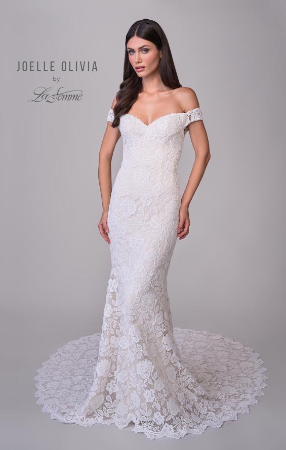 Picture of: Lace Off the Shoulder Wedding Dress with Beautiful Illusion Lace Back in IIINII, Style: J2201, Detail Picture 11