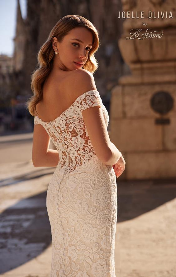 Picture of: Lace Off the Shoulder Wedding Dress with Beautiful Illusion Lace Back in IIINII, Style: J2201, Detail Picture 2