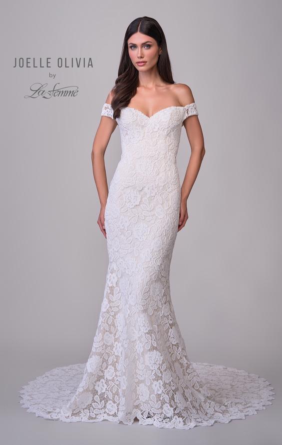 Picture of: Lace Off the Shoulder Wedding Dress with Beautiful Illusion Lace Back in IIINII, Style: J2201, Detail Picture 4