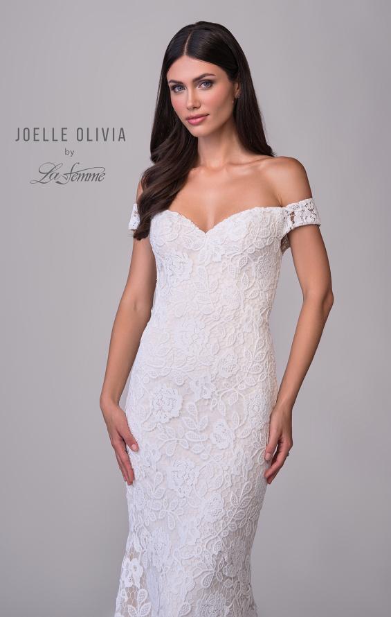 Picture of: Lace Off the Shoulder Wedding Dress with Beautiful Illusion Lace Back in IIINII, Style: J2201, Detail Picture 7