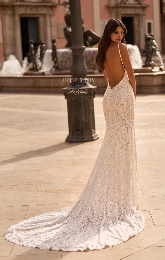 Picture of: Allover Stretch Lace Sheath Wedding Dress with Low Open Back in IINI, Style: J2304, Main Picture