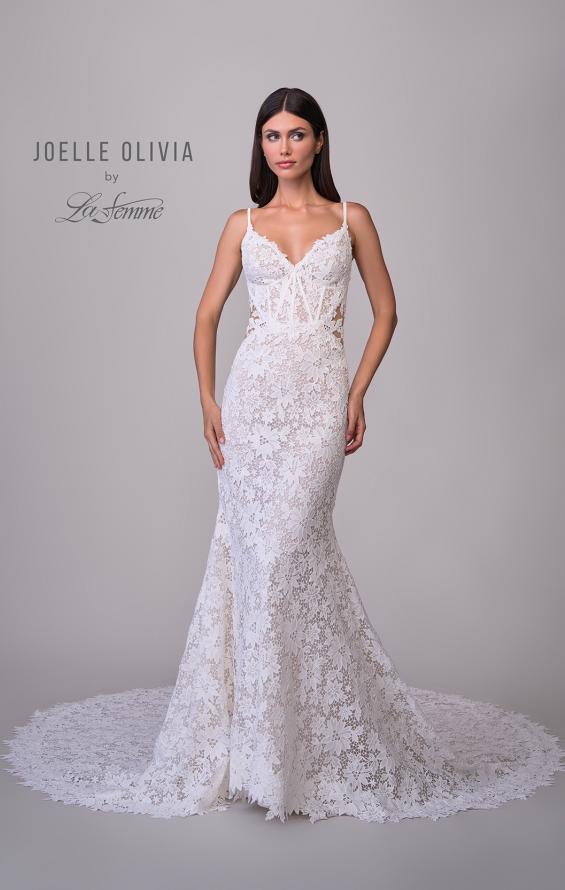 Picture of: Mermaid Lace Wedding Dress with Unique Bustier Bodice and Sheer Lace Back in IINI, Style: J2222, Detail Picture 8