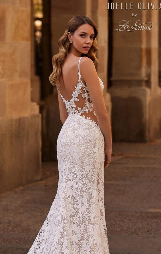 Picture of: Mermaid Lace Wedding Dress with Unique Bustier Bodice and Sheer Lace Back in IINI, Style: J2222, Detail Picture 3