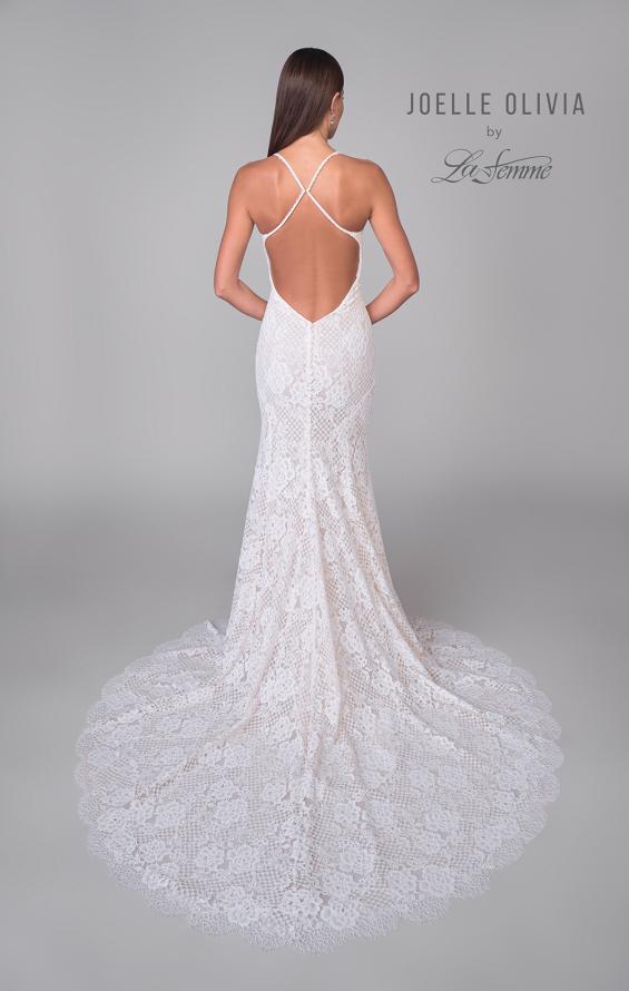 Picture of: Open Back Stretch Lace Gown with Beautiful Train in IINI, Style: J2156, Detail Picture 5