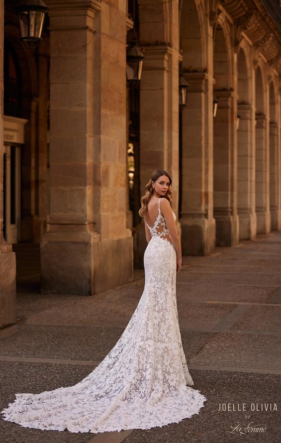 Picture of: Mermaid Lace Wedding Dress with Unique Bustier Bodice and Sheer Lace Back in IINI, Style: J2222, Detail Picture 5