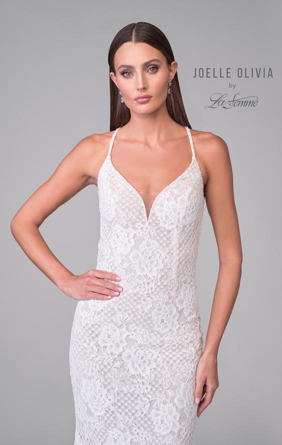 Picture of: Open Back Stretch Lace Gown with Beautiful Train in IINI, Style: J2156, Detail Picture 7