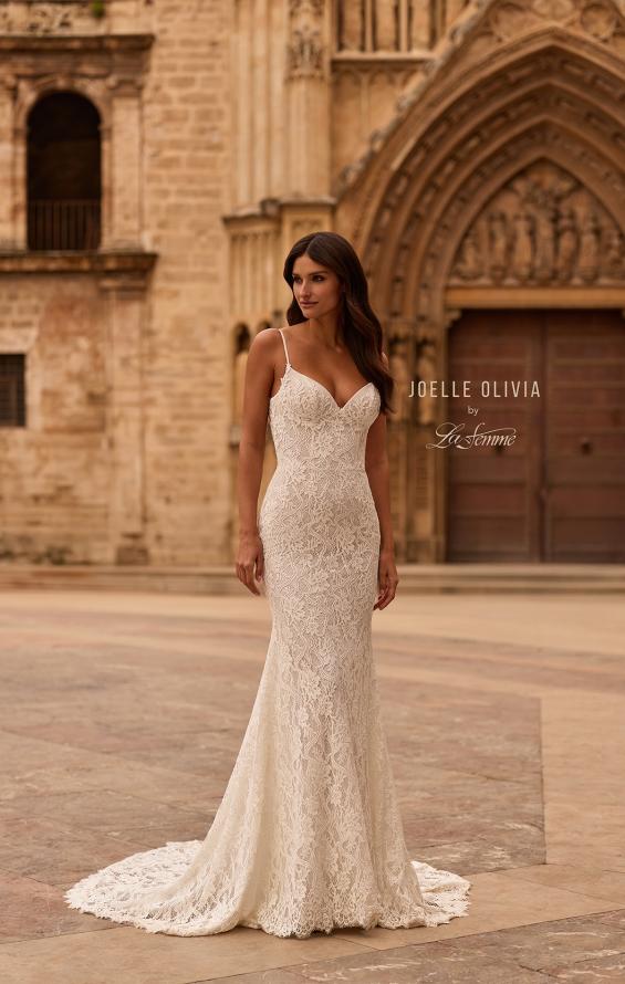 Picture of: Lace Fit and Flare Wedding Dress with Illusion Back in IIRI, Style: J2332, Detail Picture 5