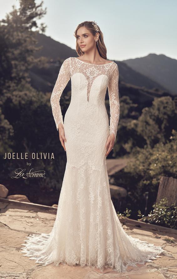 Picture of: Lovely Lace Gown with Illusion Long Sleeves and Back Detail in ILW, Style: J2097, Main Picture