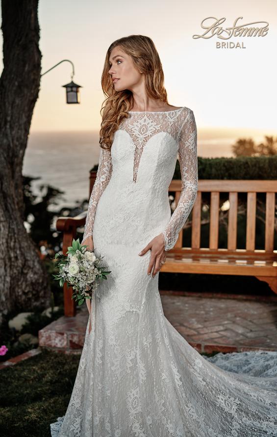 Picture of: Lovely Lace Gown with Illusion Long Sleeves and Back Detail in ILW, Style: J2097, Detail Picture 8