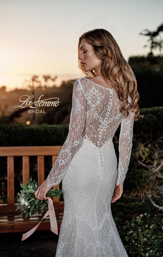 Picture of: Lovely Lace Gown with Illusion Long Sleeves and Back Detail in ILW, Style: J2097, Detail Picture 9