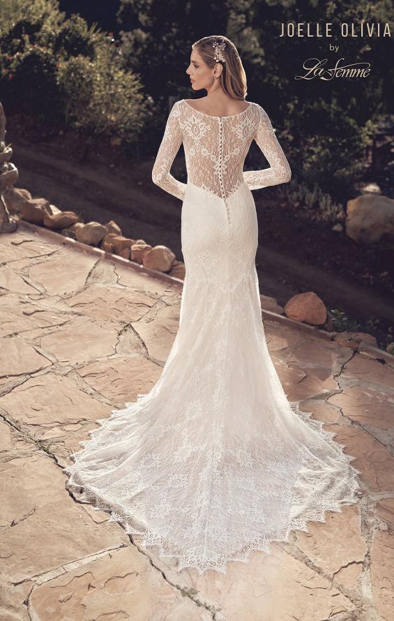 Picture of: Lovely Lace Gown with Illusion Long Sleeves and Back Detail in ILW, Style: J2097, Back Picture
