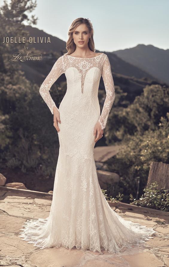Picture of: Lovely Lace Gown with Illusion Long Sleeves and Back Detail in ILW, Style: J2097, Detail Picture 3