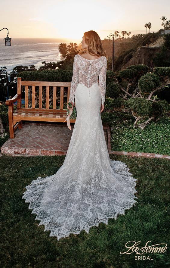 Picture of: Lovely Lace Gown with Illusion Long Sleeves and Back Detail in ILW, Style: J2097, Detail Picture 7