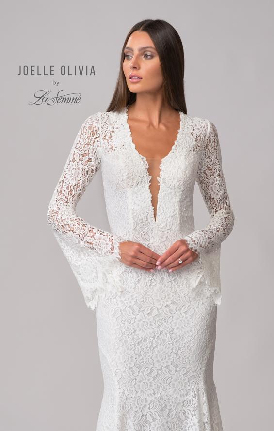 Picture of: Plunge Neck Lace Dress with Bell Sleeves in WIII, Style: J2094, Detail Picture 11