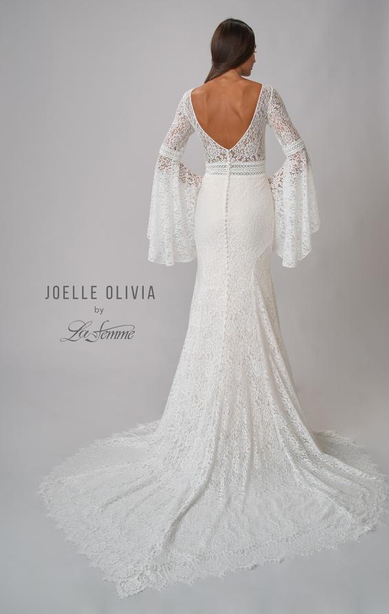 Picture of: Bell Sleeve Lace Gown with Illusion Waist in WIII, Style: J2093, Detail Picture 6