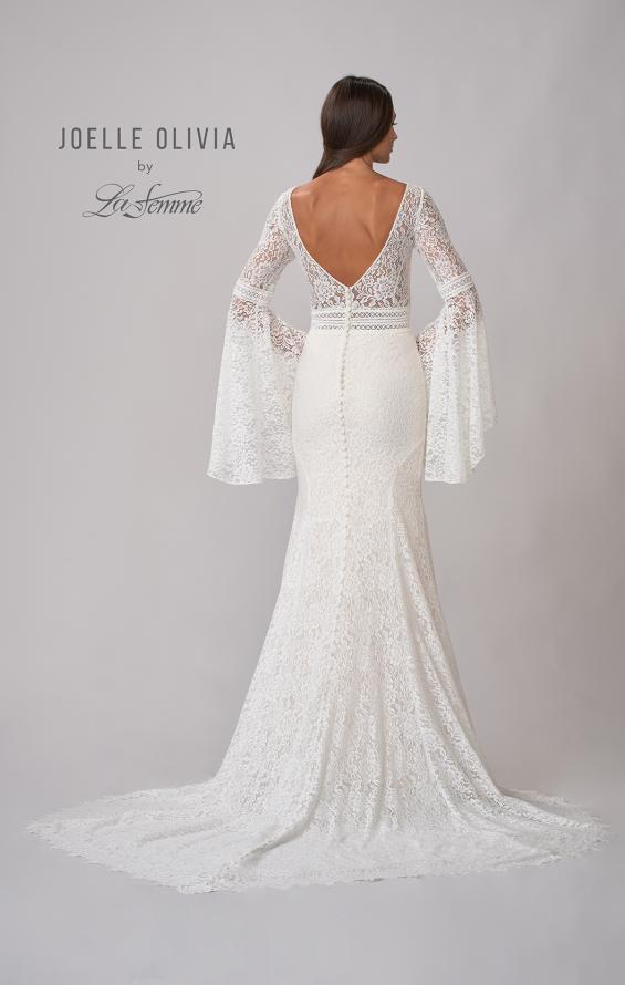 Picture of: Bell Sleeve Lace Gown with Illusion Waist in WIII, Style: J2093, Detail Picture 7