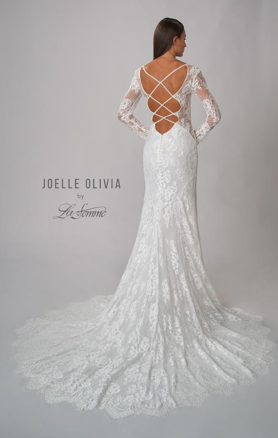 Picture of: Long Sleeve Lace Wedding Gown with Criss Cross Straps in WIIII, Style: J2095, Detail Picture 9