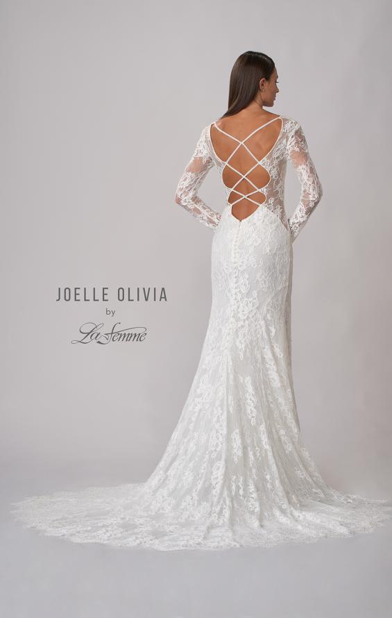 Picture of: Long Sleeve Lace Wedding Gown with Criss Cross Straps in WIIII, Style: J2095, Detail Picture 10