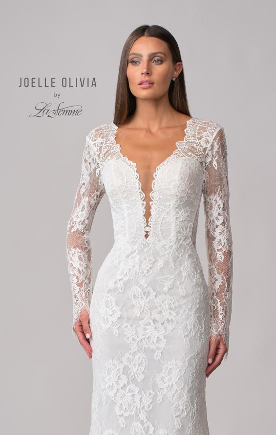 Picture of: Long Sleeve Lace Wedding Gown with Criss Cross Straps in WIIII, Style: J2095, Detail Picture 11