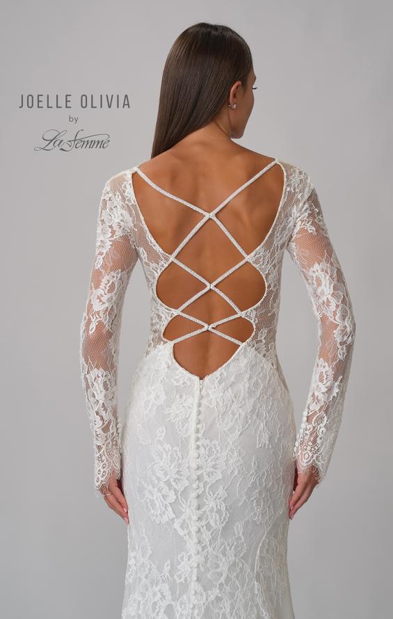 Picture of: Long Sleeve Lace Wedding Gown with Criss Cross Straps in WIIII, Style: J2095, Detail Picture 12