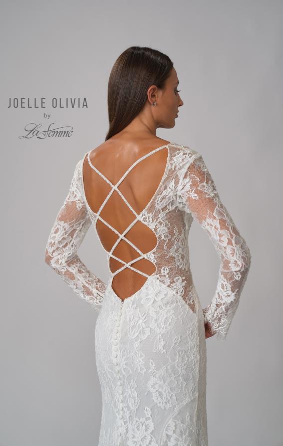 Picture of: Long Sleeve Lace Wedding Gown with Criss Cross Straps in WIIII, Style: J2095, Detail Picture 13