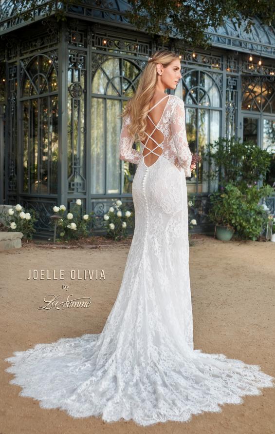 Picture of: Long Sleeve Lace Wedding Gown with Criss Cross Straps in WIIII, Style: J2095, Detail Picture 3