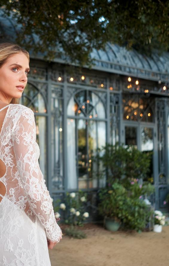 Picture of: Long Sleeve Lace Wedding Gown with Criss Cross Straps in WIIII, Style: J2095, Detail Picture 5, Landscape