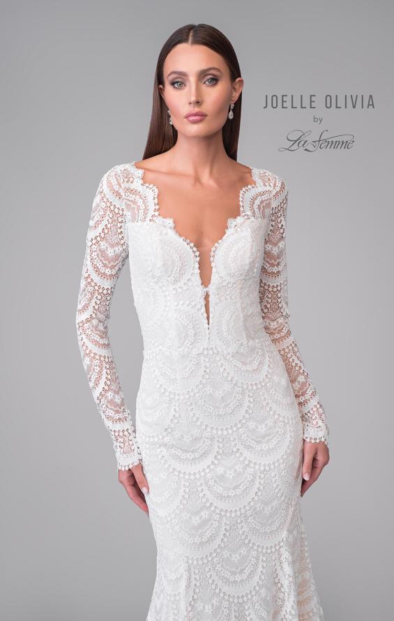 Picture of: Lace Gown with Plunge Neck and Beautiful Lace Sleeves with Scallop Details in WIINI, Style: J2159, Detail Picture 10