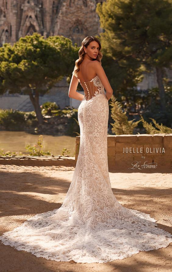 Picture of: Strapless Lace Wedding Gown with Sweeheart Top and Clover Train in WIINI, Style: J2219, Back Picture