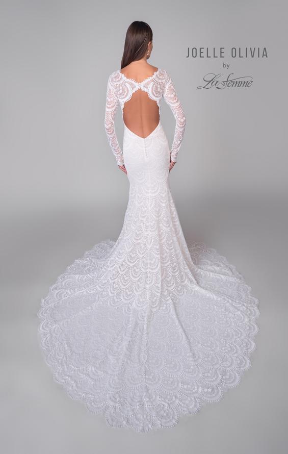 Picture of: Lace Gown with Plunge Neck and Beautiful Lace Sleeves with Scallop Details in WIINI, Style: J2159, Detail Picture 5