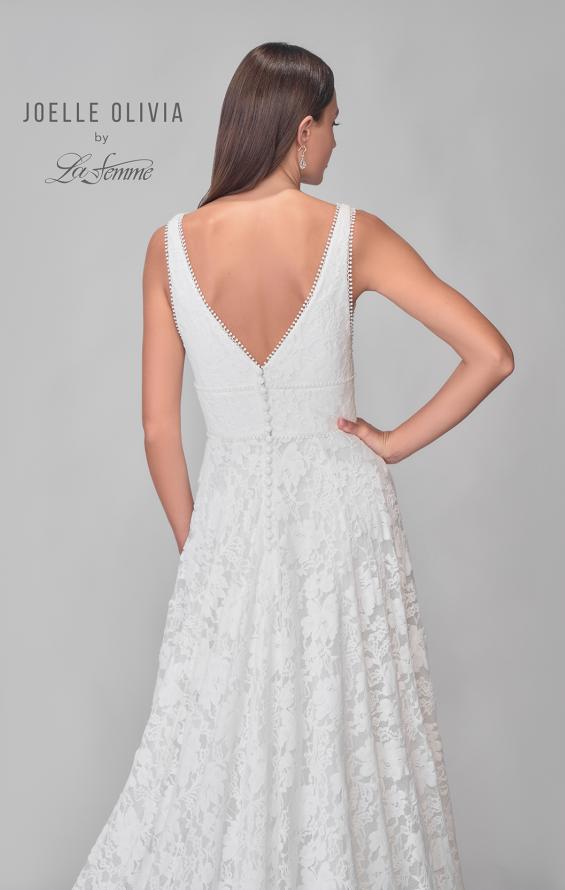 Picture of: A-Line Lace Wedding Gown with V Neckline and High Slit in WIIW, Style: J2176, Detail Picture 8