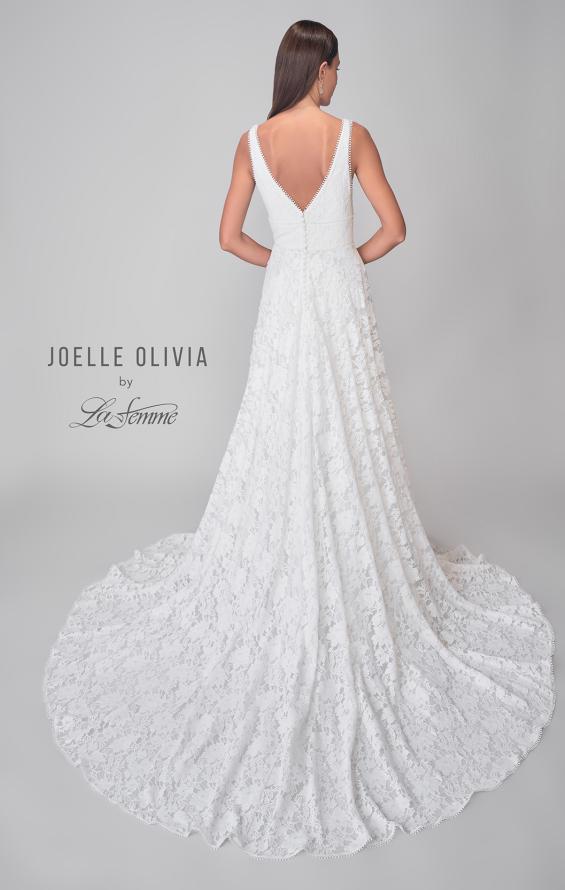 Picture of: A-Line Lace Wedding Gown with V Neckline and High Slit in WIIW, Style: J2176, Detail Picture 5
